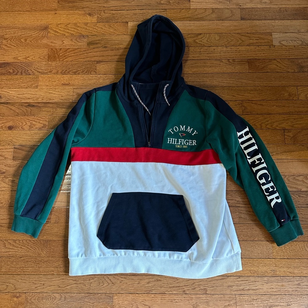 Vintage Tommy Hilfiger 1/4 zip hoodie size large men